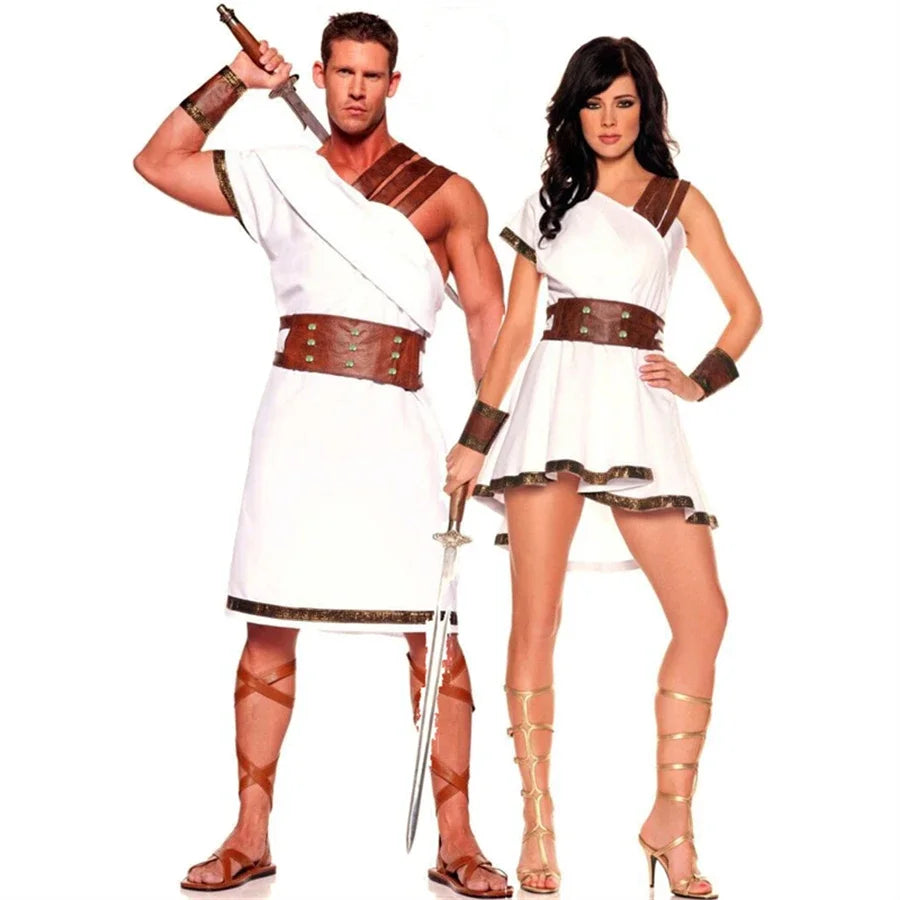 Romeinse gladiator- en Griekse-mythologie-koppelkostuumset voor Halloween, Egyptische krijger, carnavals- en verkleedfeest 2026