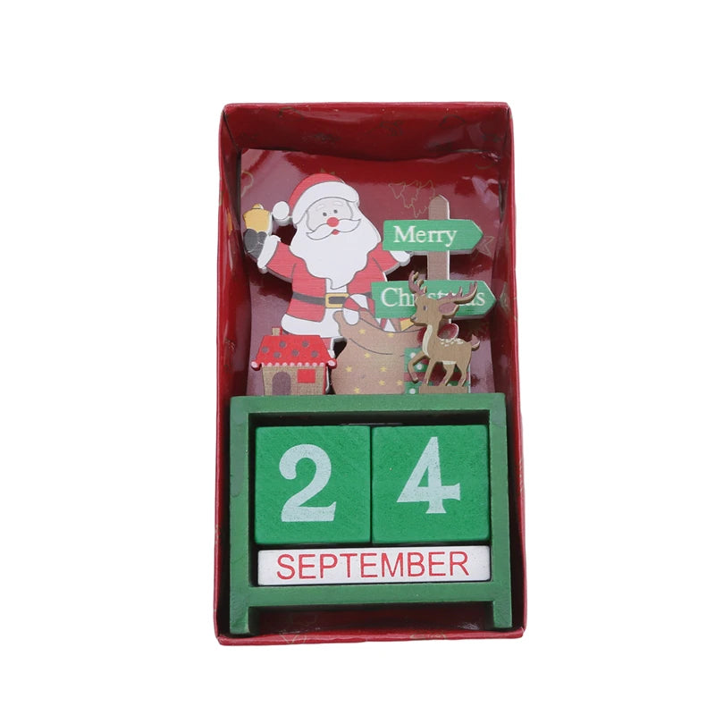 Adorno de calendario de cuenta regresiva de madera para Navidad, decoración de mesa