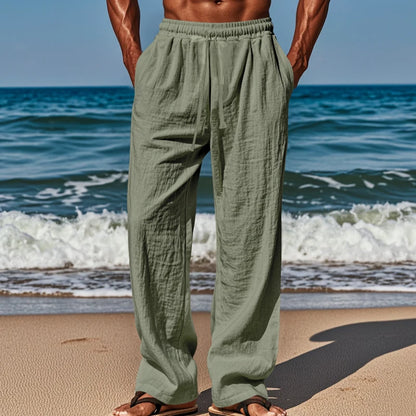 Drawstring Casual Beach Trousers - Loose Comfortable Solid Color Pants for Summer