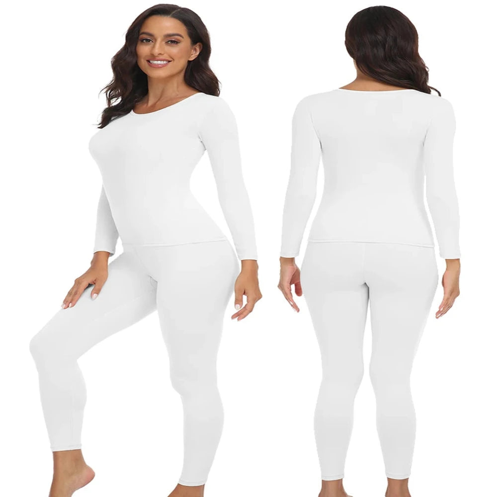 Conjunto de calzoncillos largos térmicos para mujer con forro polar ultrasuave, paquete de 2 capas base para clima frío