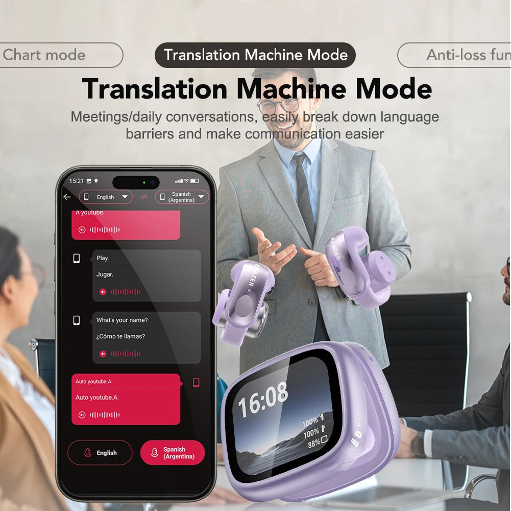 Wireless Earbuds Open-Ear Translation Earphones Real-Time Language Translate 135 Languages For Travel, Office Fall 2026