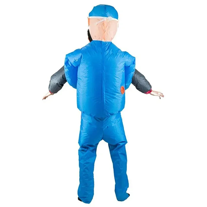 Opblaasbaar Halloween-cosplaykostuum voor volwassenen als chirurg die een patiënt draagt, voor verkleedfeesten 2026