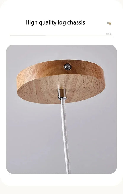Japandi LED Pendant Lamp Wood Tube Japan Style Bedroom Light