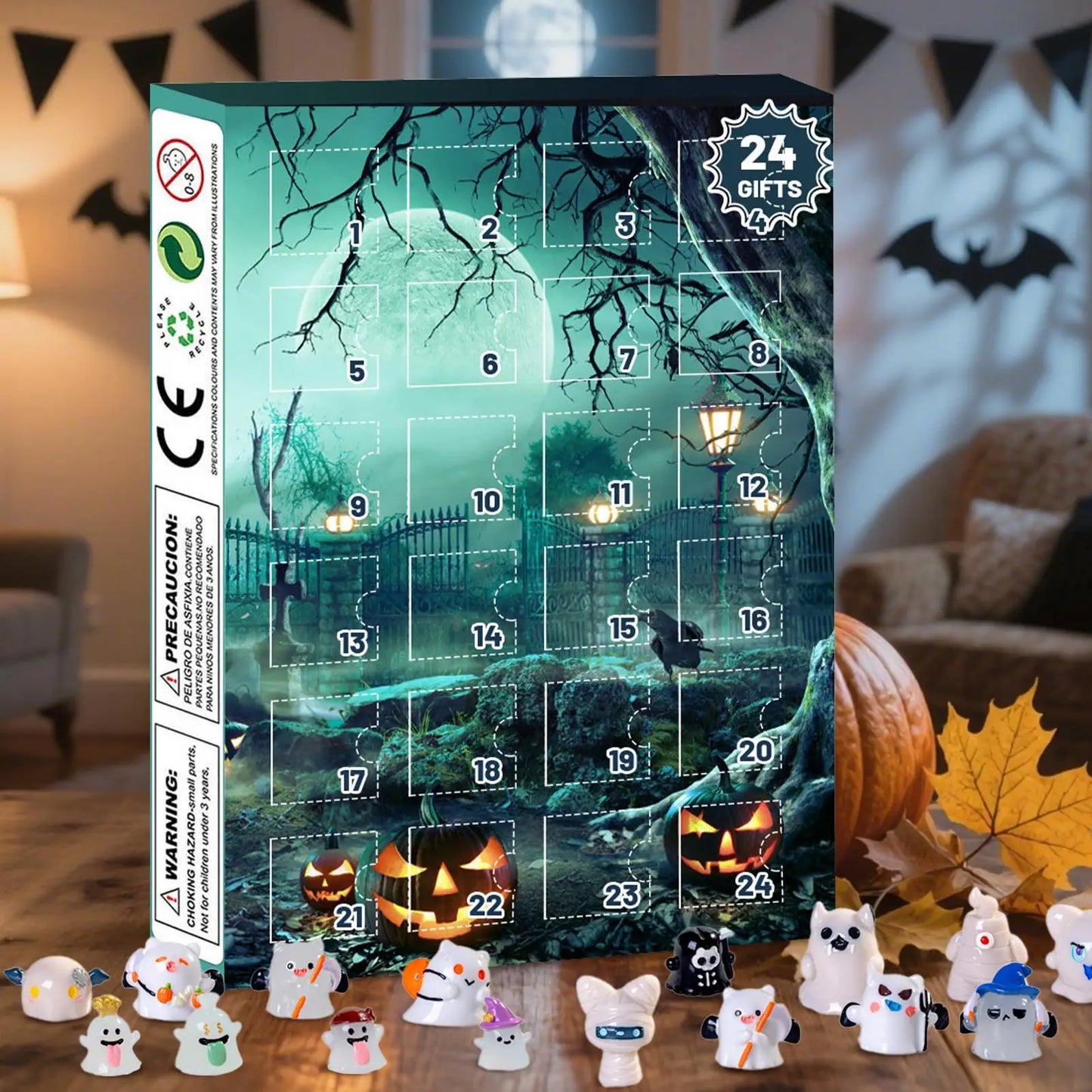 Calendario de Adviento de Halloween 24 Días Decoración de Mesa Coleccionable