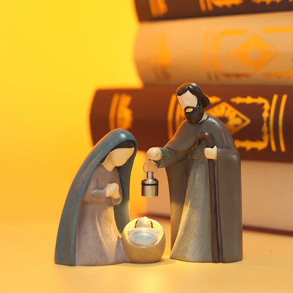 Nativity Scene Lanterns Resin Holy Family Figurines Luminous Christmas 2025 Prayerful Display