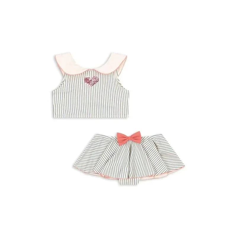 Lightweight girls' swimsuit - stripe long-sleeve, bow accent, nylon, for summer beach days