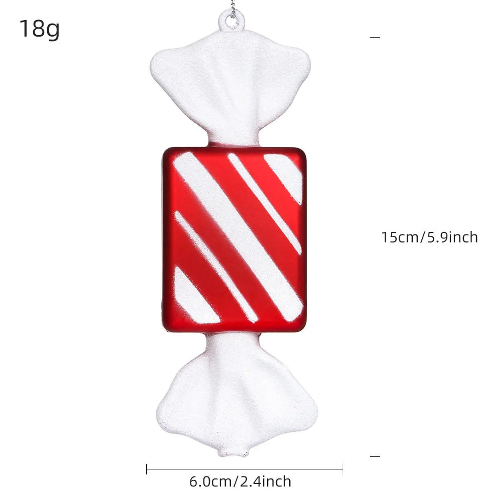 Red and White Christmas Candy Ball Ornaments - 2023 Holiday Tree Decorations, Cute Lollipop Pendant for Home Party and Winter Celebrations