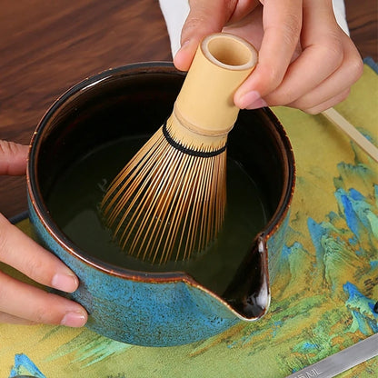 Matcha Tea Set Handmade Pottery Bowl Bamboo Whisk Kit