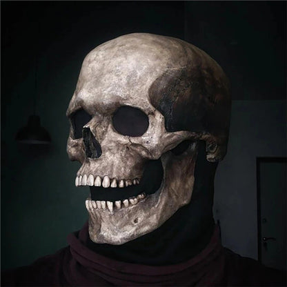 Full-Head Skull Silicone Horror Mask with Movable Jaw for Adults Halloween 2026