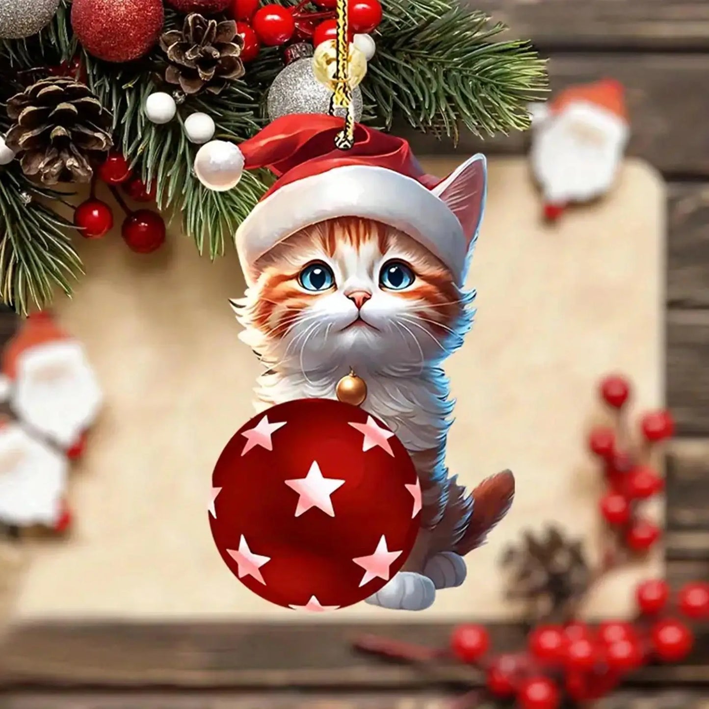 Calendario de Adviento de Gato 24 Días Adornos de Árbol Navidad