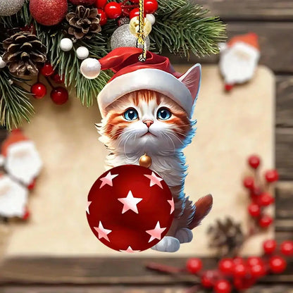 Calendario de Adviento de Gato 24 Días Adornos de Árbol Navidad
