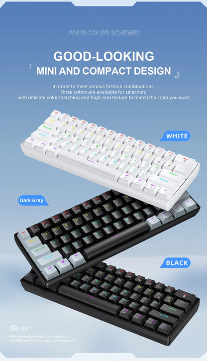 Teclado Mini Mecánico con Cable RGB Portátil 60 Porciento