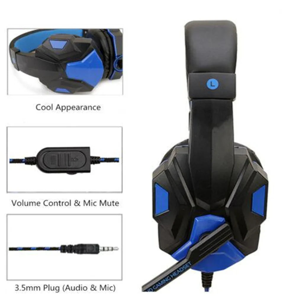 Gaming Headset Wired Noise Cancelling Microphone Adjustable