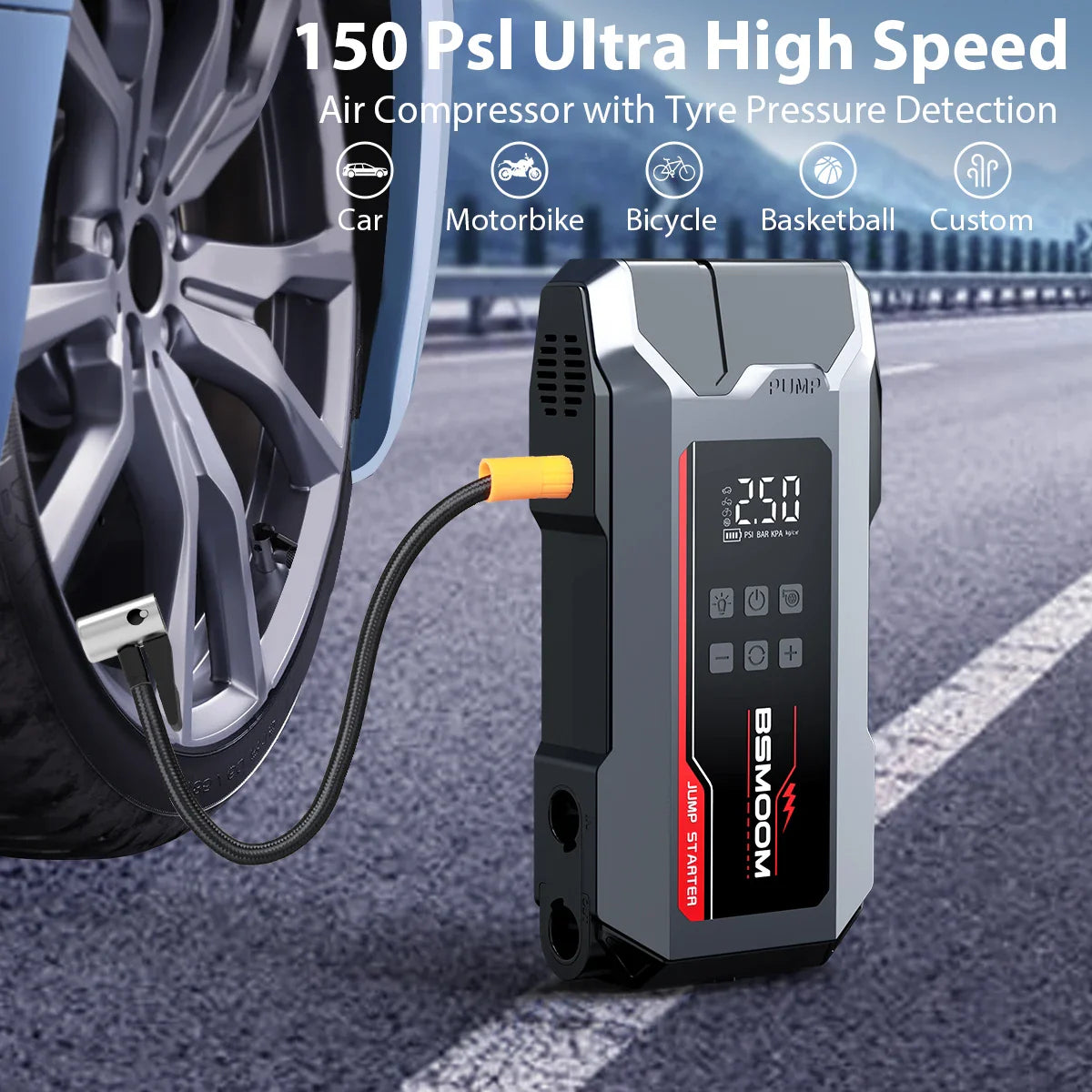 Car Jump Starter All In One Portable Power Bank With Wireless Tire Inflator Fall 2025 Emergency Prep Gift
