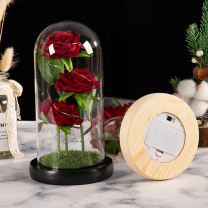 Ornement en verre rose LED - Cadeau romantique pour la Saint-Valentin et décoration de mariage