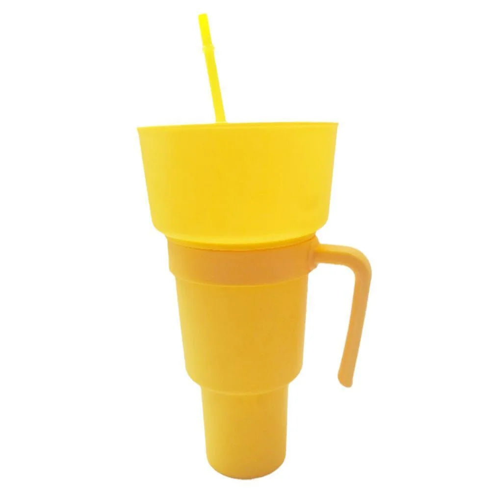 Vaso para bocadillos 2 en 1 Tazón para bocadillos Vaso antisalpicaduras a prueba de fugas Vaso para palomitas Estadio Noche de película Otoño 2025