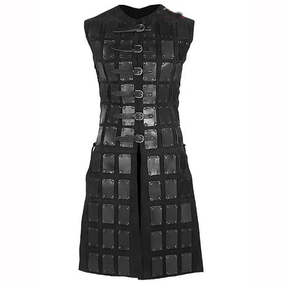 Variant image for Medieval Leather Brigandine Tunic Coat for Cosplay and LARP, Adjustable Size 80-105cm, Brown-3