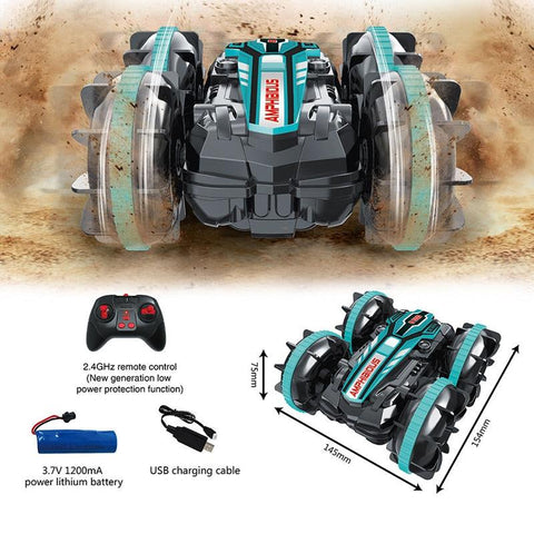 All-Terrain Remote Control Stunt Vehicle - Double-Sided Drifting Car with LED Wheels, Outdoor Adventure Toy for Boys