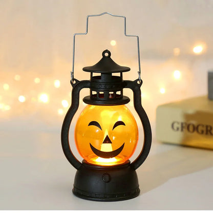 Halloween-LED-hanglamp in de vorm van een pompoen, spooklamp in retro-olielampstijl voor feest- en huisdecoratie, griezelig accessoire 2026