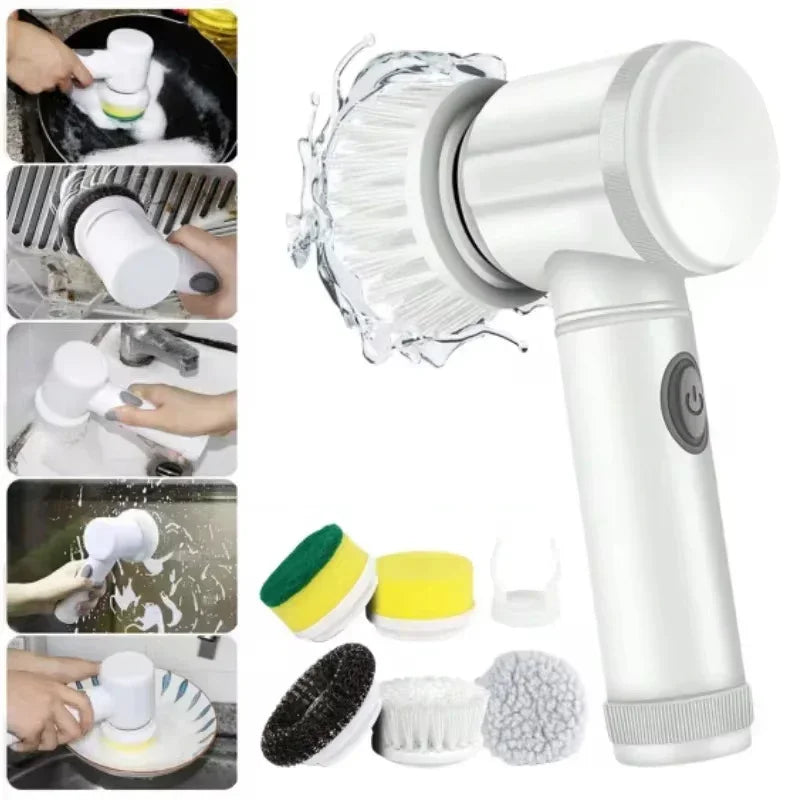 Cordless Electric Spin Scrubber Brush - 5 in 1 Household Cleaning Tool for Kitchen & Bathroom