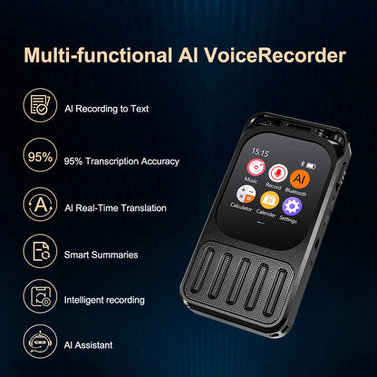AI Voice Recorder Bluetooth Touchscreen 79H Battery 1200mAh