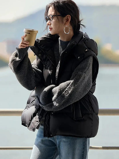 Insulating Women’s Hooded Puff Vest - Hip-Length, Down