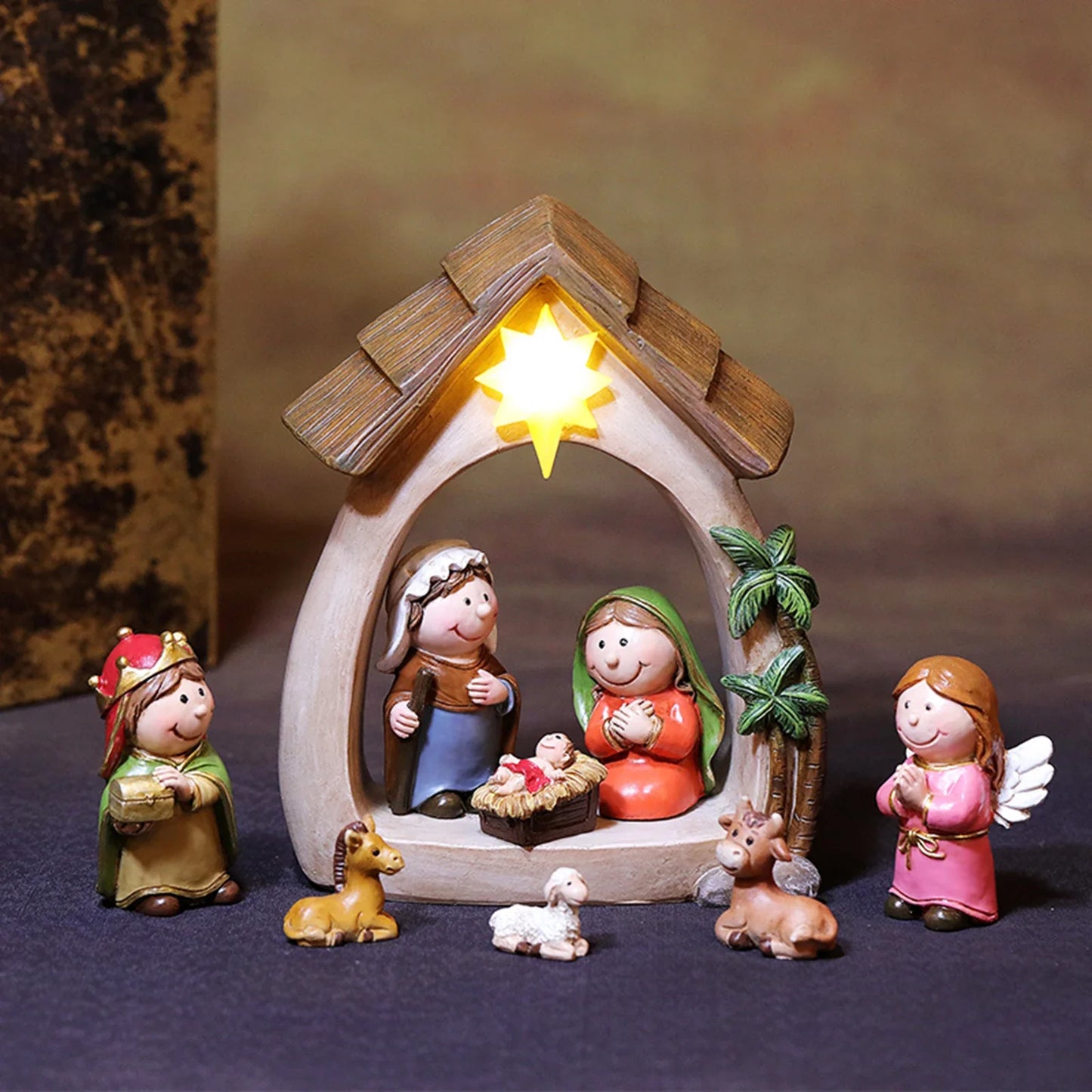 Nativity Figurines 12-Piece Lighted Holy Family Scene For Christmas Tabletop Decor 2025 Trend