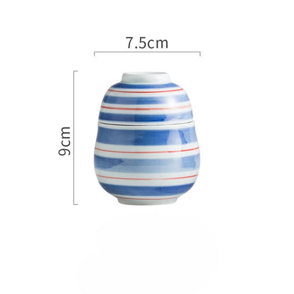 Handmålade japanska keramiska dessertskålar med lock, set