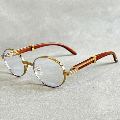 Træmode solbriller til kvinder og mænd - Vintage ovale designerbriller, UV-beskyttelse