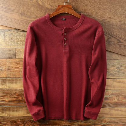 Soft Classic Men's Long Sleeve Pullover - Henley Knit