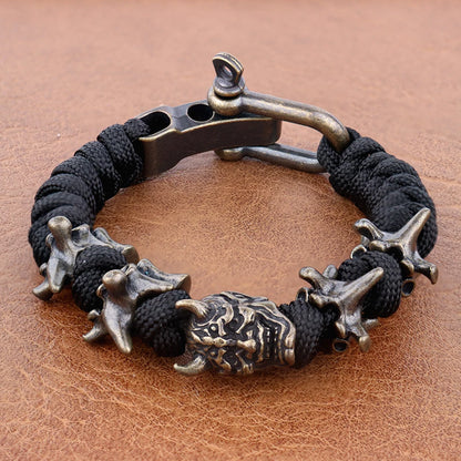 Skull Paracord Bracelet Gothic Wristband Halloween 2026 Gift Idea Adjustable Braided Jewelry