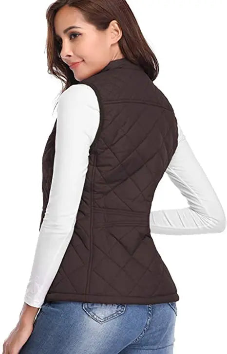 Lightweight Women Quilted Vest - Stand Collar Cotton Winter