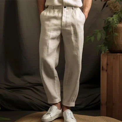 Lente Zomer Casual Linnen Broeken voor Mannen - Ademend Losse Pasvorm Vintage Rechte Broek