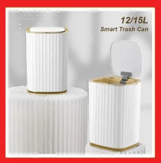 Automatic Sensor Trash Can Narrow Roman Stripe Bathroom Bin
