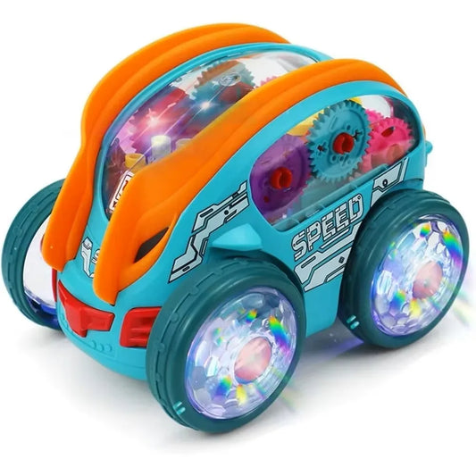 Auto giocattolo Speedlite con luci LED e musica per ragazzi e ragazze, auto luminosa trasparente dinamica