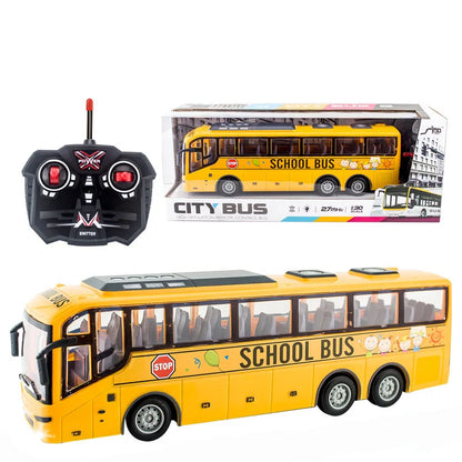 Remote Control Electric Tour Bus - Scale RC Vehicle with Lights for Kids, School & City Fun