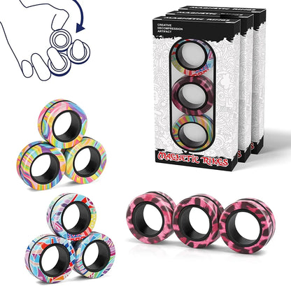 Magnetic Fidget Rings Set 3Pcs Stress Relief Spinner