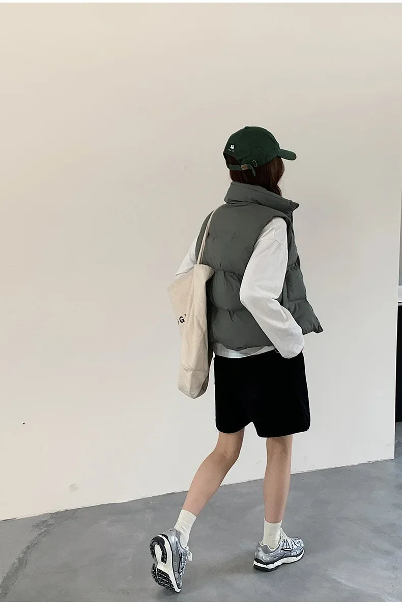 Lightweight Women's Down Vest - Cropped Boxy, Duck Fill