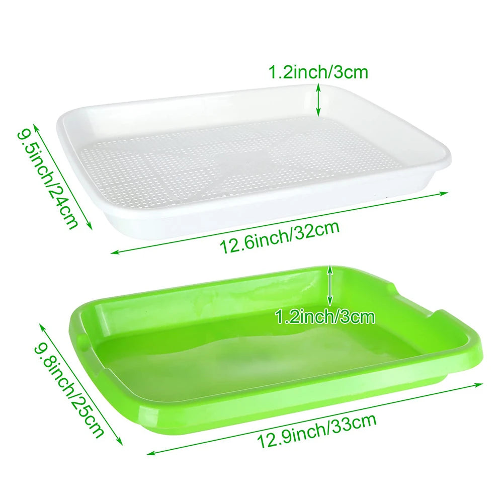 Hydroponic Microgreens Sprouter Tray - Double Layer Garden Tool for Home Nursery