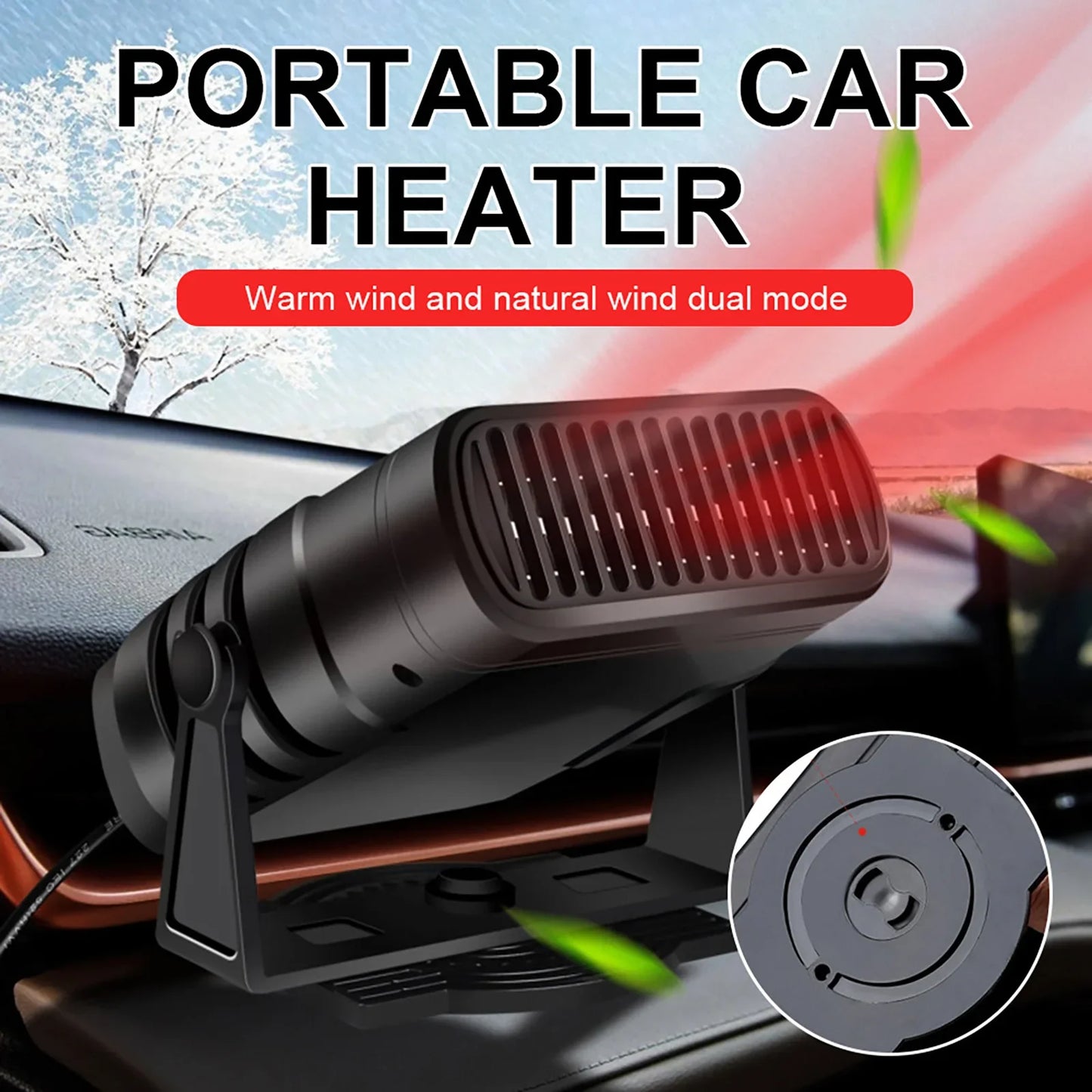 Car Defogger 2 In 1 Defroster And Heater 12V 24V 360 Degree Rotating Nozzle Winter 2025 Safe Driving