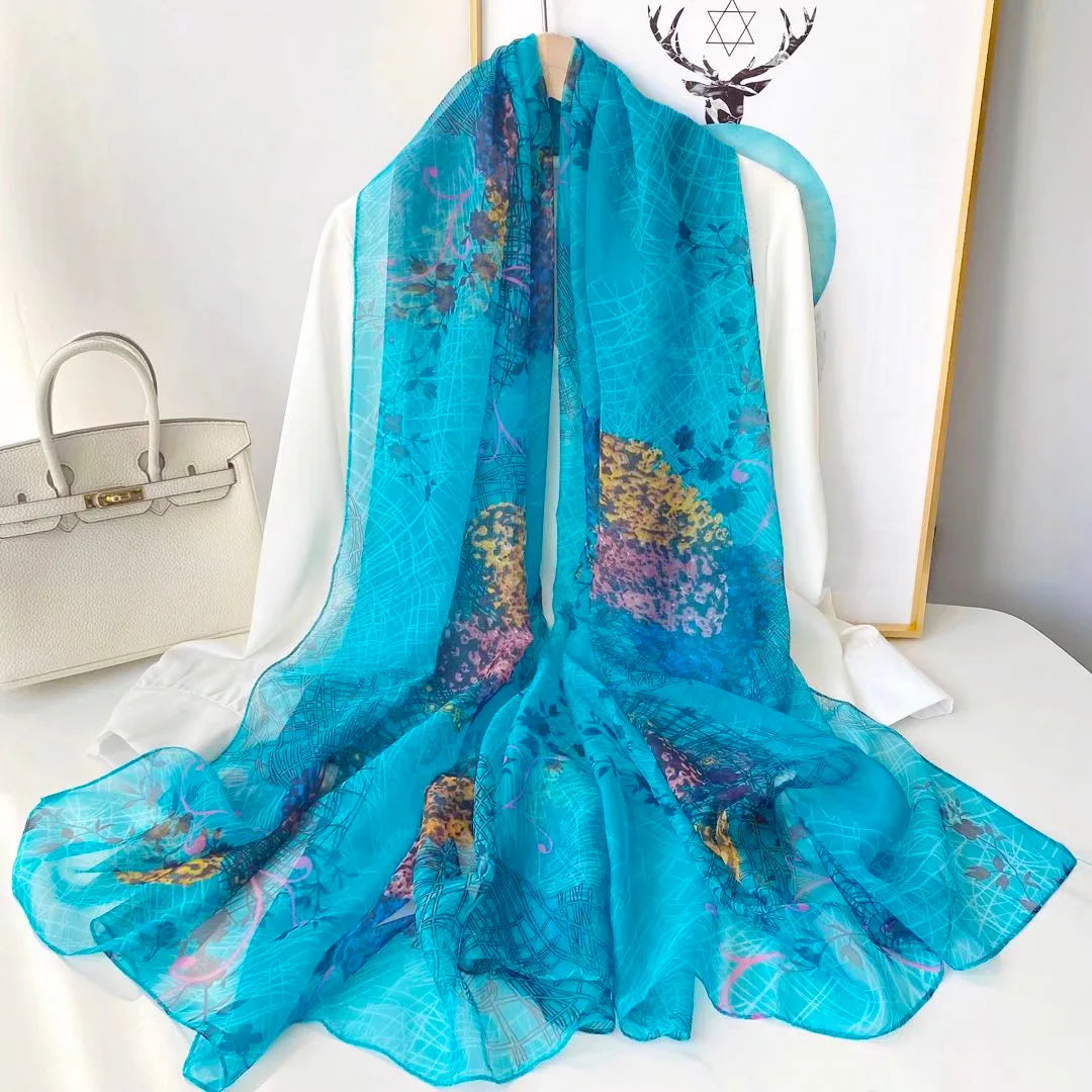 Lightweight Flowy Women’s Silk Scarf - Long Sheer Wrap