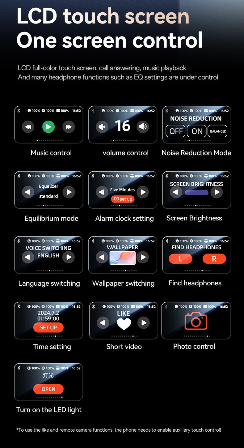 Wireless Translator Earbuds Touch Screen Case 144 Languages