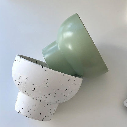 Keramisk skål 4 tum fläckig vit retro mikrovågssäker