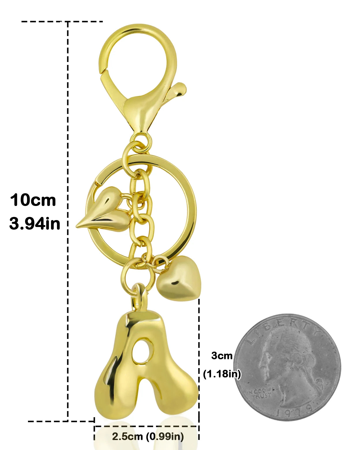 Personlig nøglering guld boblebogstav taskevedhæng gave
