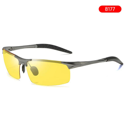 Night Vision Glasses Aluminum Alloy Frame Polarized Sunglasses Day Night Driving UV400 Yellow Lenses Fall 2025 Gift