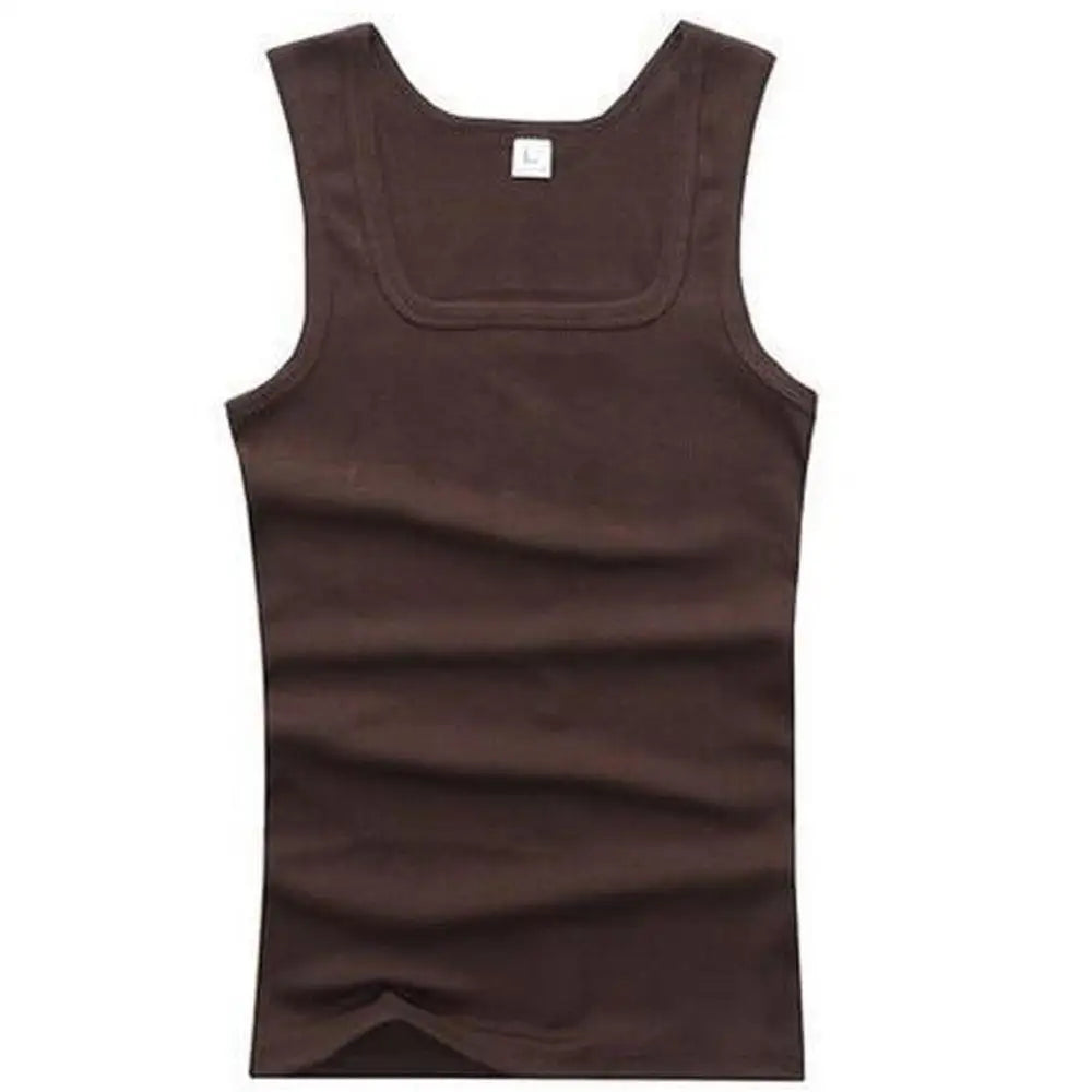 Breathable men's cotton tank top – slash neck, casual fit, solid, summer knit vest