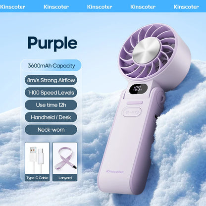 Handheld Fan Foldable Outdoor Cooling 3600mAh Battery 100 Level Turbo Summer 2026