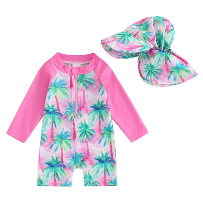 Lightweight Toddler Boys Rash Guard Swimsuit - Long Sleeve, Turtle Print, Polyester, Beachwear