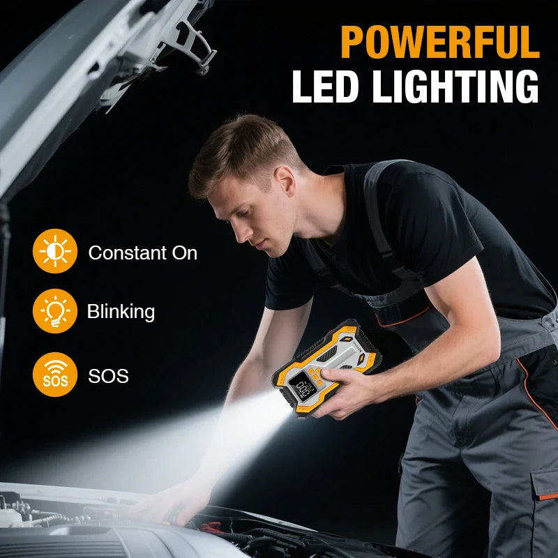 Car Jump Starter With Air Compressor Portable Battery Booster 20000mAh 160 PSI Tire Inflator Auto Shutoff Fall 2025