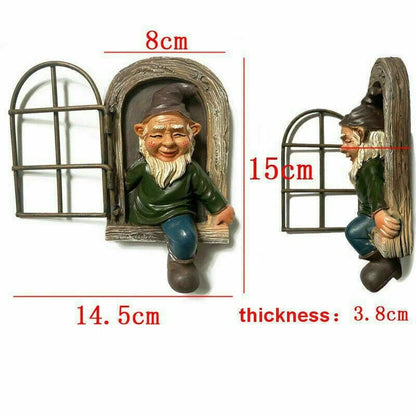 Statua Gnomo da Giardino in Resina Elfo Birichino Abbraccia Finestra Decorazione Fiabesca da Giardino Idea Regalo Autunno 2026